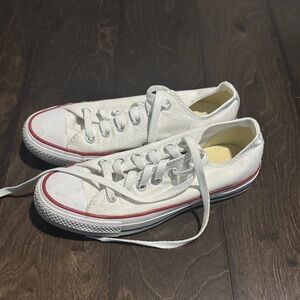 Converse White Canvas Sneakers with Red Trim